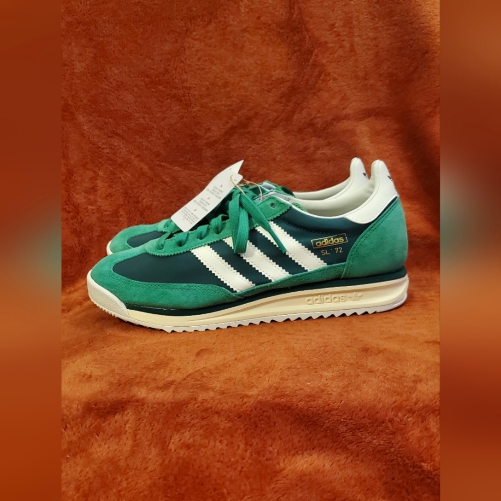 NEW ADIDAS ORIGINALS GREEN SUEDE SL 72 SNEAKERS MEN'S 7/WOMEN'S 8.5-9